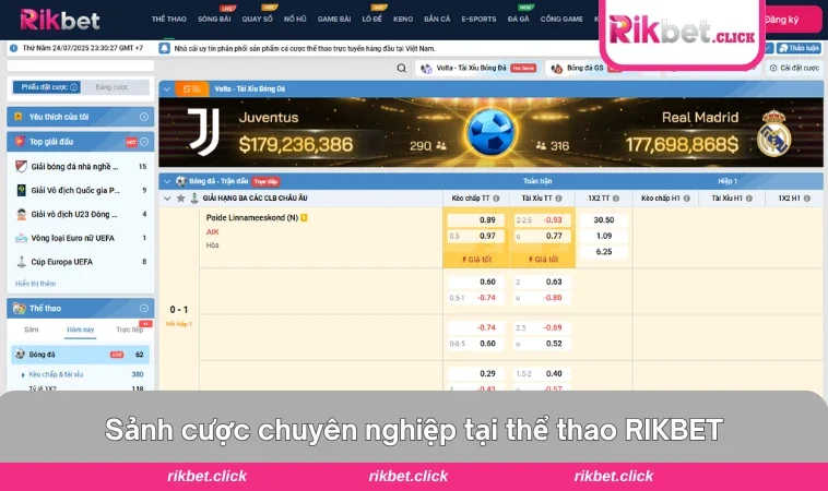 Thể Thao Rikbet 1 Giao diện sảnh cược thể thao trực tiếp ở RIKBET